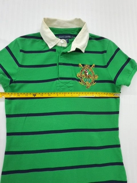 Polo Ralph Lauren Men's Green Navy Striped Polo S Vintage