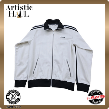 Adidas Men's White/Black Track Jacket Full Zip Long Sleeve Size M