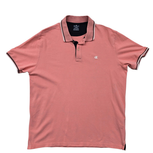 Champion Men's L Rose Mauve Cotton Polo Short Sleeve Striped Collar