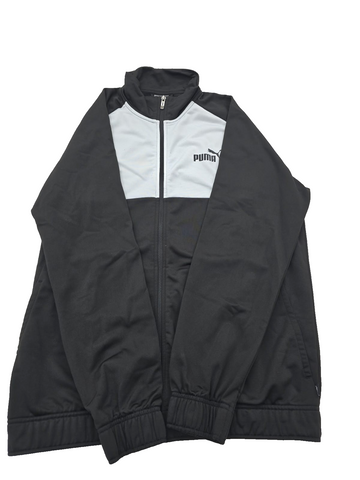 Puma Men's Track Jacket Black White Full Zip Athletic Sportswear Size L