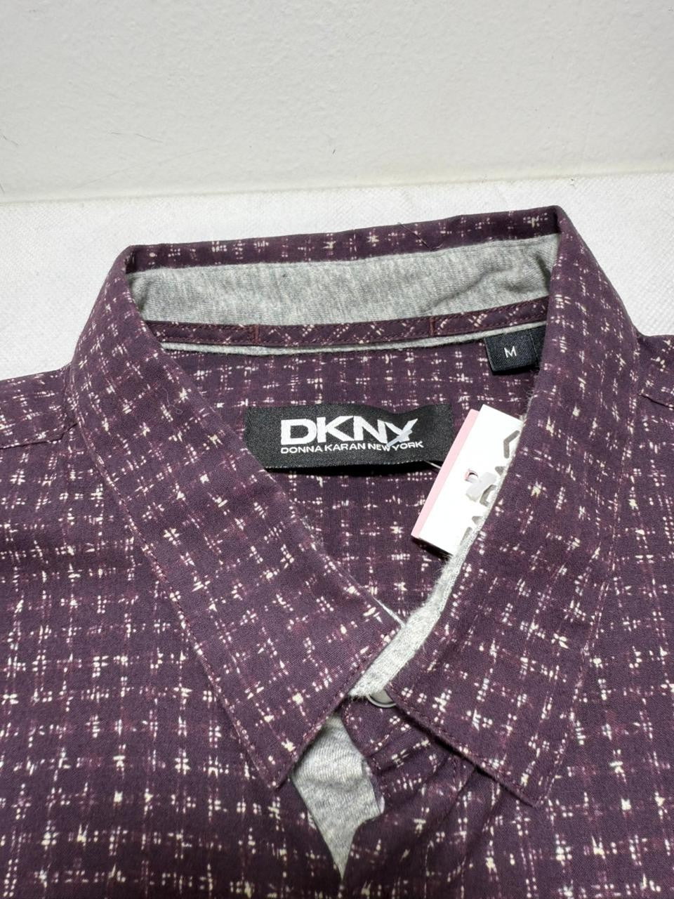 Dkny-Purple Faded Check Formal Shirt For Men Long Sleeve - 100% Cotton - Size M