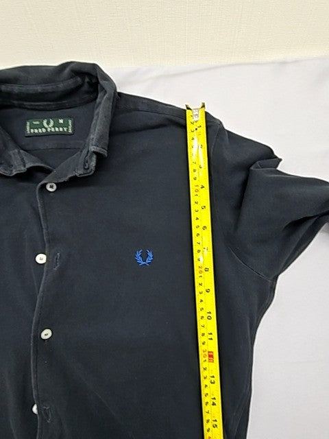 Fred Perry Black Cotton Button-Down Long Sleeve Shirt Men's M England