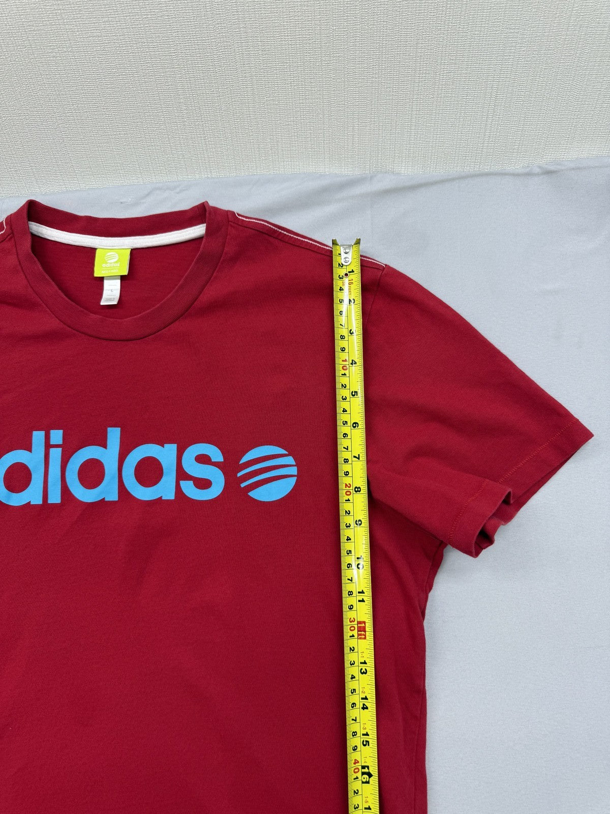 Adidas Neo Logo Graphic Red Cotton T-Shirt Men's L