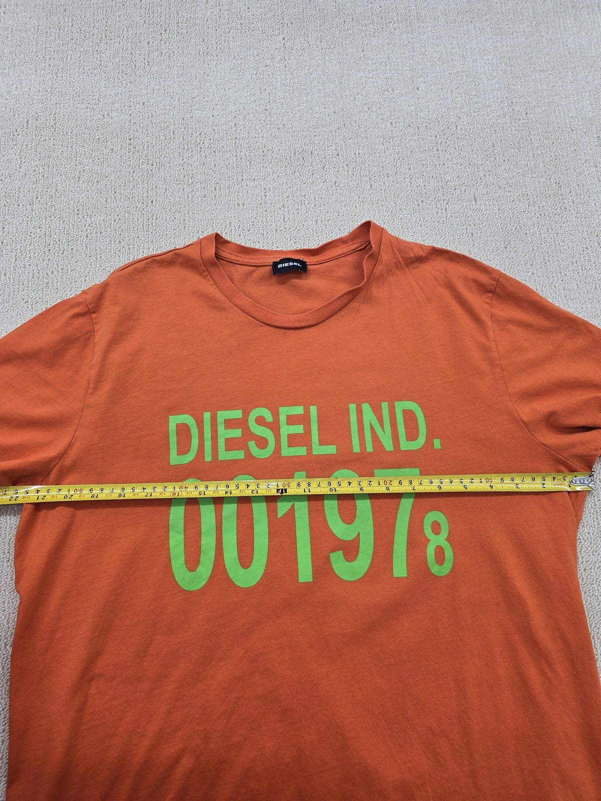 Diesel Men's Orange Graphic Print XXL T-Shirt Cotton Short Sleeve