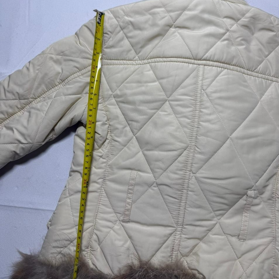 Vero Moda Women's Cream Quilted Jacket With Faux Fur Trim & Collar Size 44
