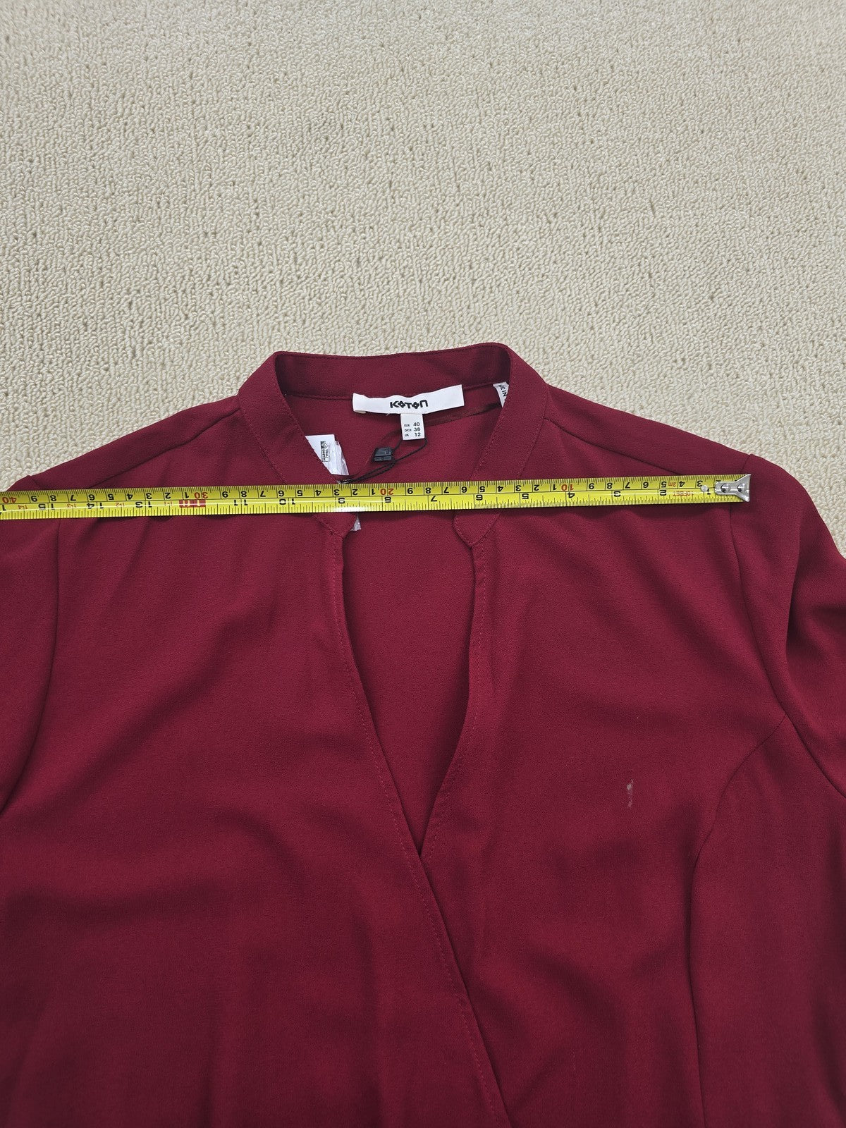 Koton Women's Burgundy Wrap Wide Leg Jumpsuit Size 40 Long Sleeve