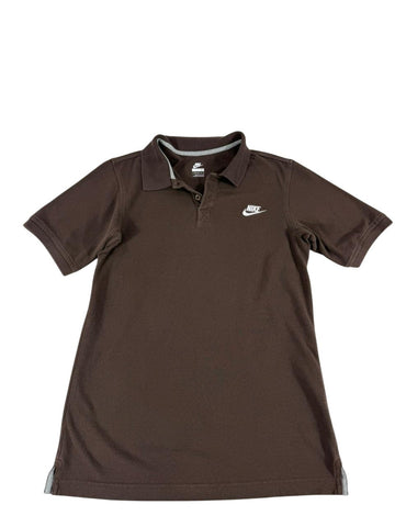 Nike Mens Polo Shirt Dark Brown Short Sleeve Classic Logo Casual Size Large