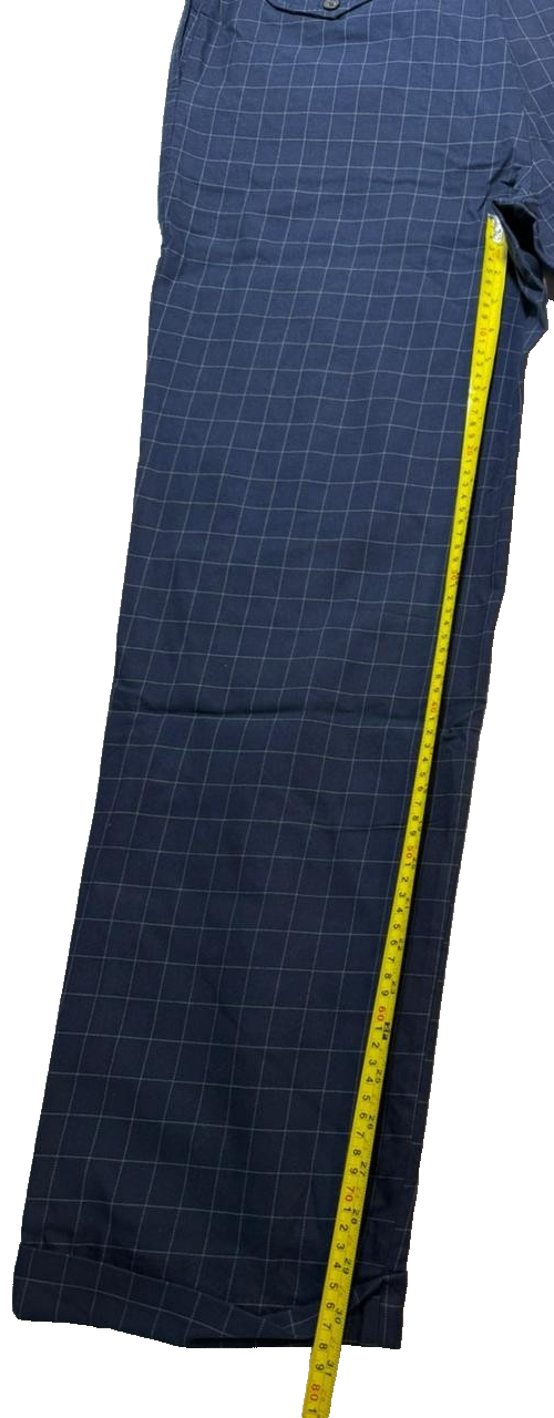 Vintage Polo Ralph Lauren Navy Blue Cotton Windowpane Pleated Trousers Pant 34