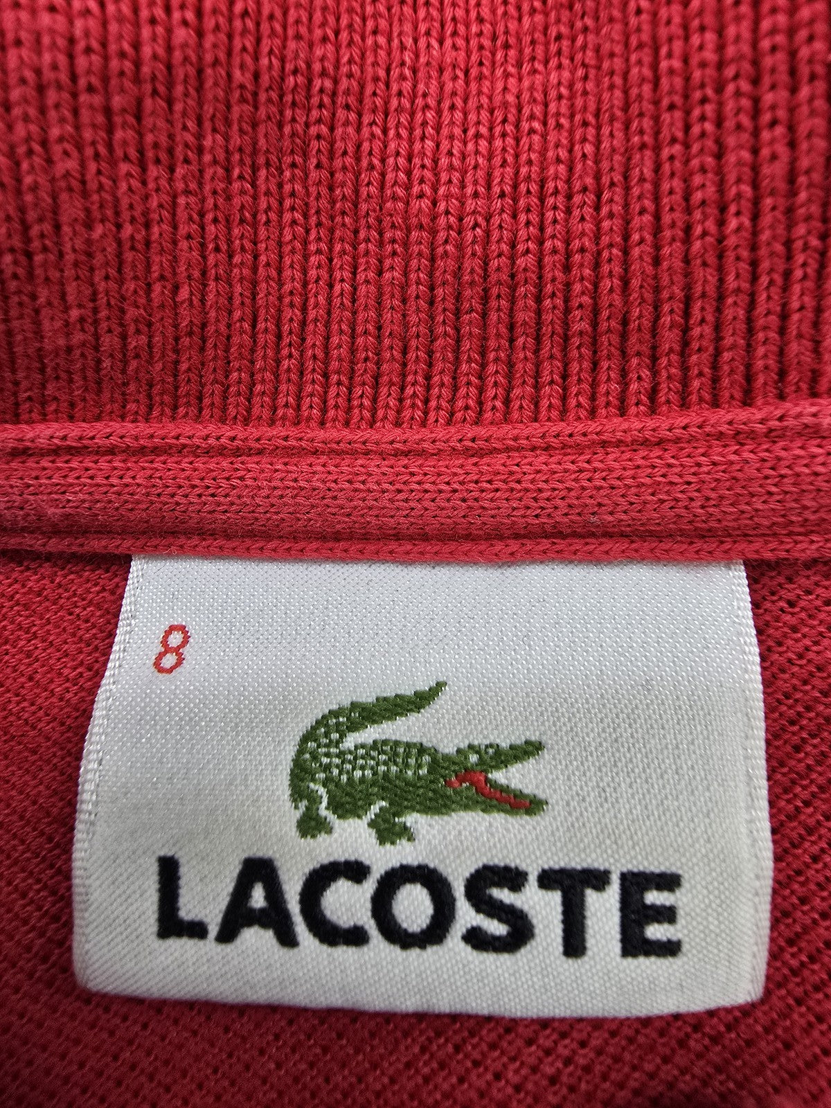 Lacoste Red Men's Short Sleeve Polo Shirt Size 8 Croc Logo Pique