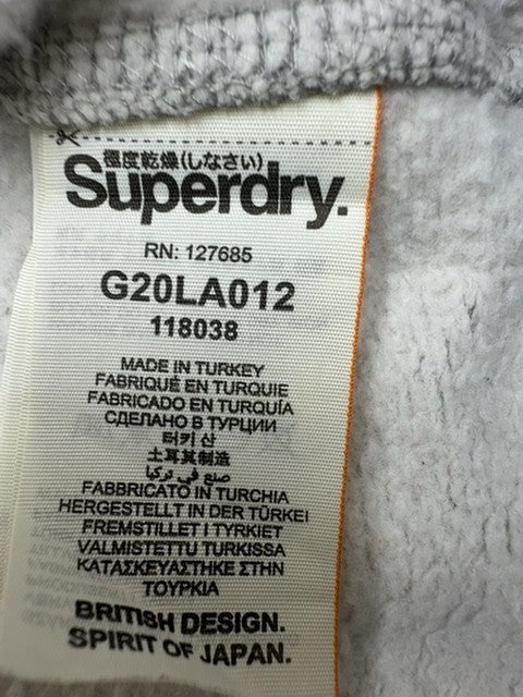 Superdry Vintage Gray Polka Dot Hoodie L Drawstring Pink Logo Unisex