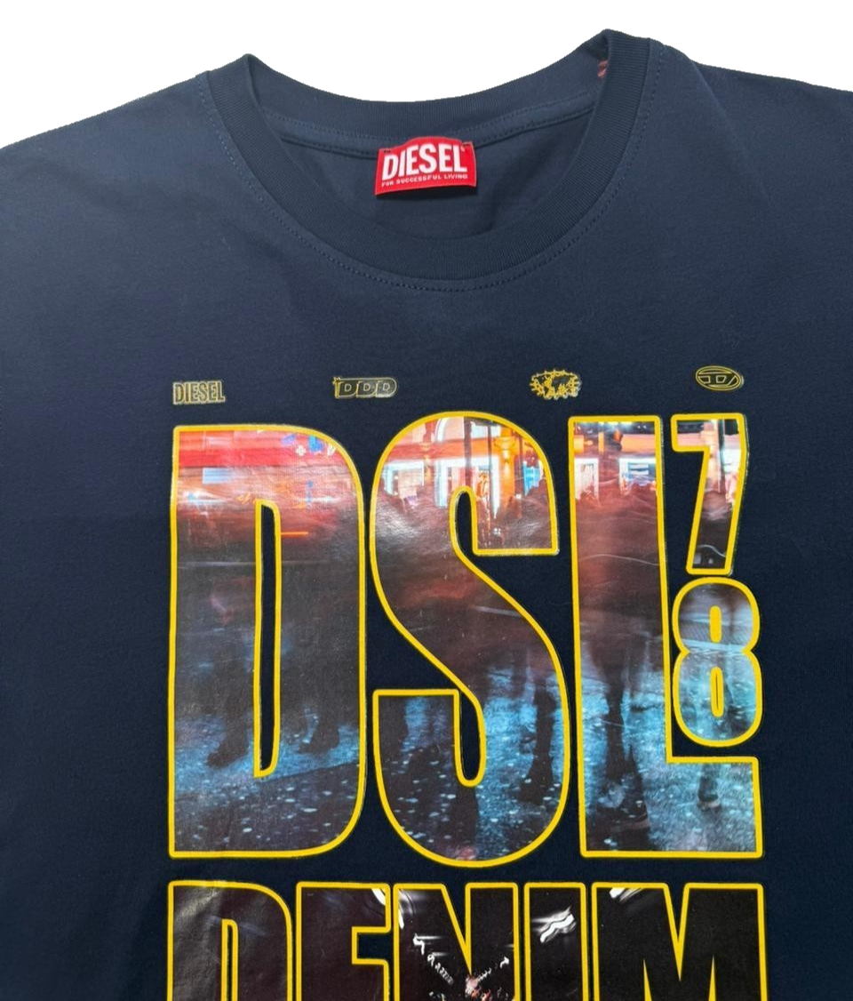 Diesel T-Diegor-L7 Men's T-Shirts - Navy Blue | Size: XL