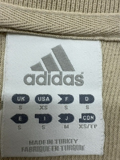 Adidas Men's Beige Short Sleeve Polo Shirt Golf 3 Stripes Button