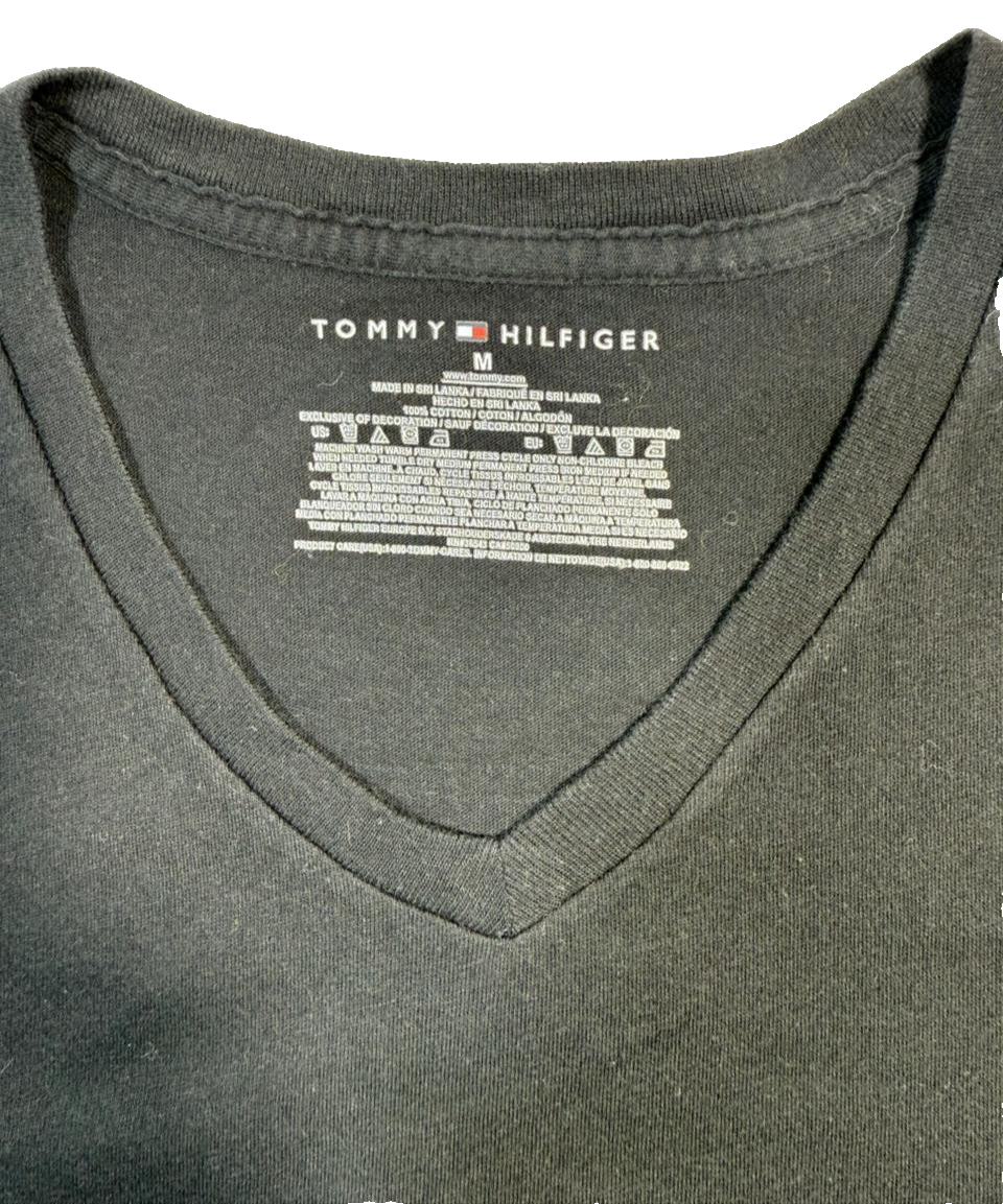 Black Tommy Hilfiger Men's V-Neck T-Shirt - Size M