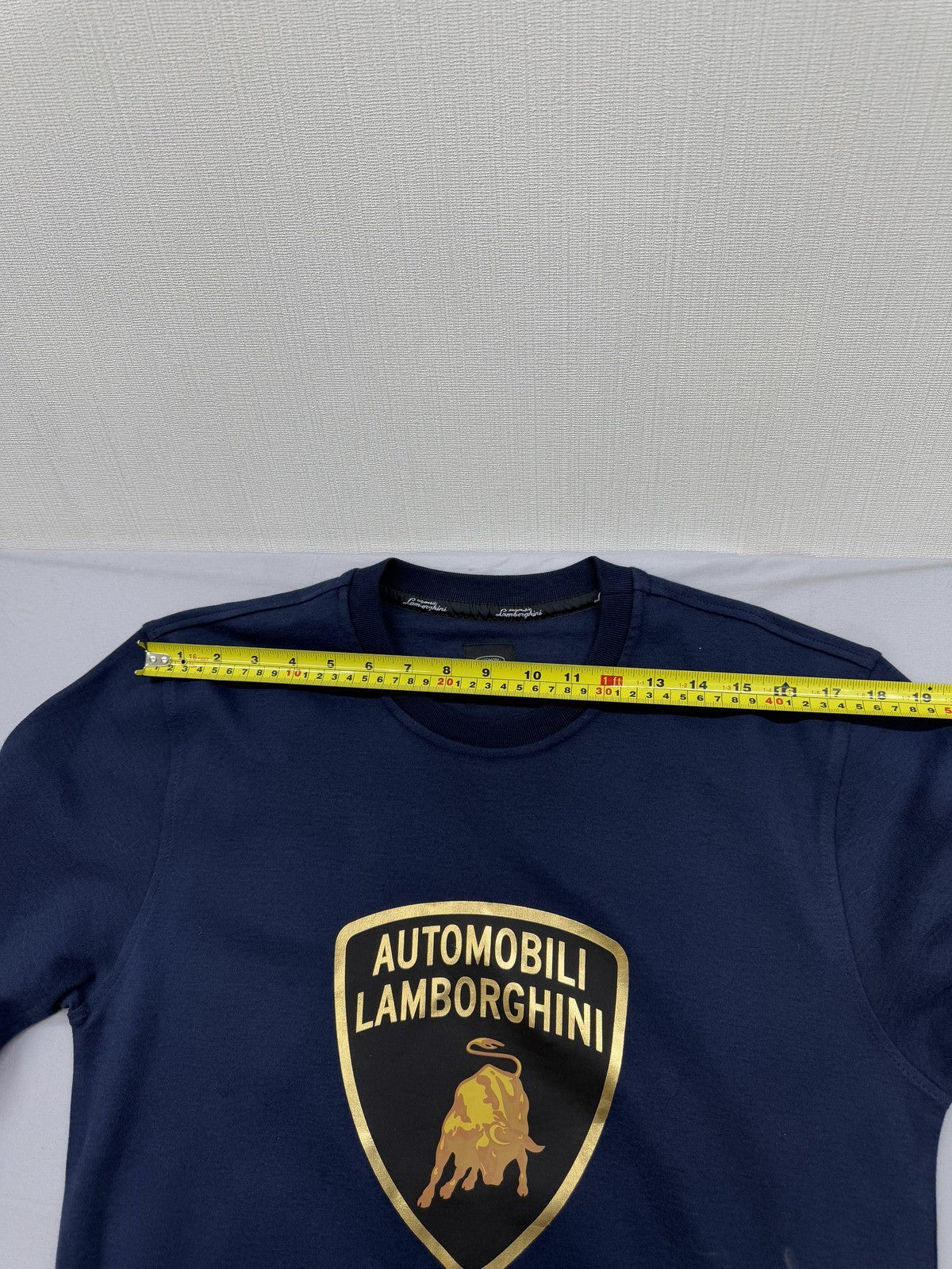 Lamborghini Navy Crewneck Sweatshirt S Men Cotton Long Sleeve