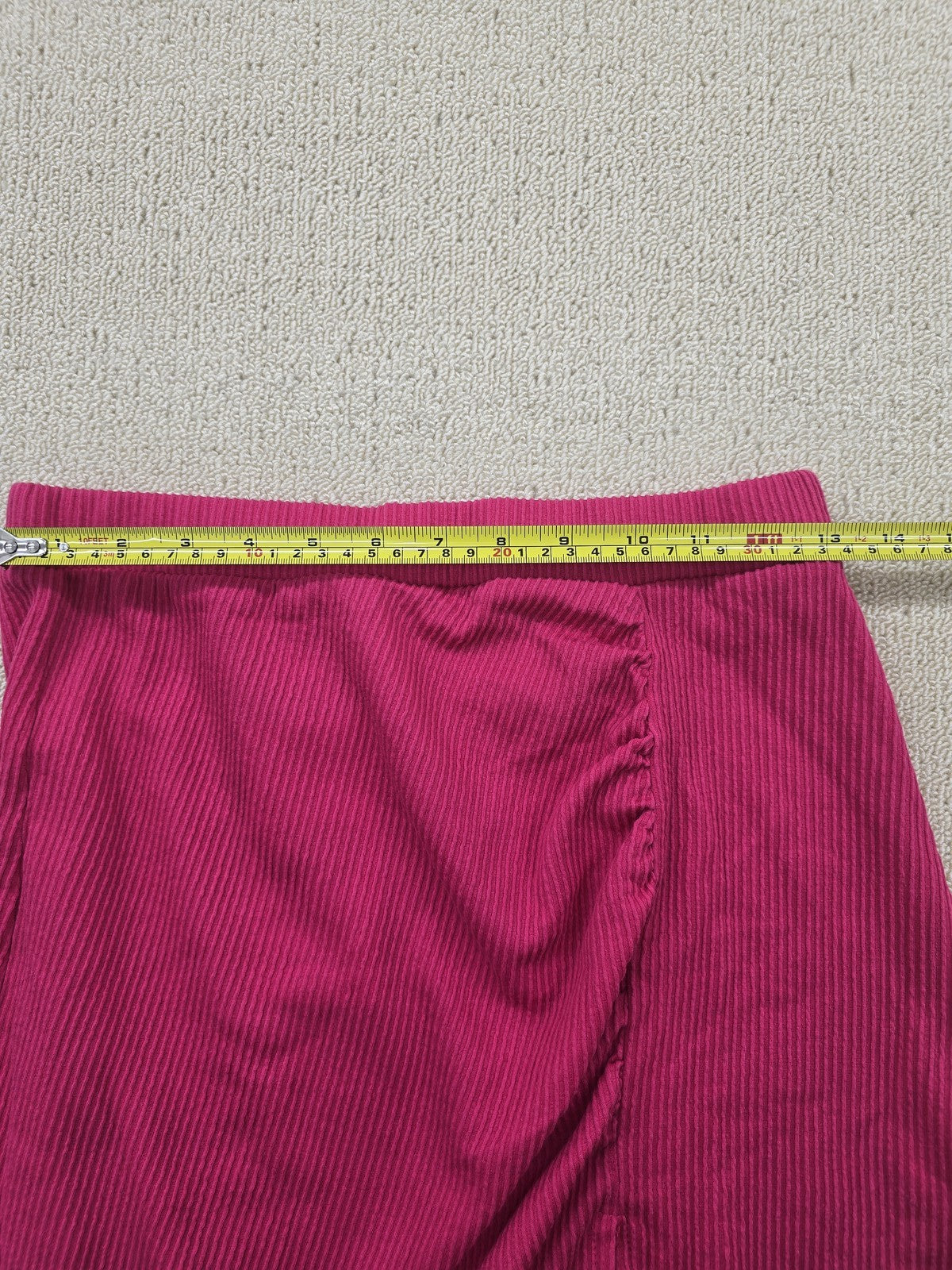 Sinsay Hot Pink Rib Knit Midi Skirt L Side Split NWT