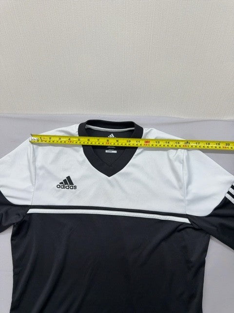 Adidas Men's Striped Climalite V-Neck Jersey L Black White Thailand