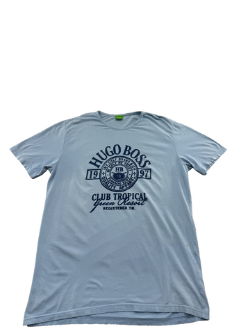 Hugo Boss 1997 Club Tropicana Light Blue XL Cotton T-Shirt