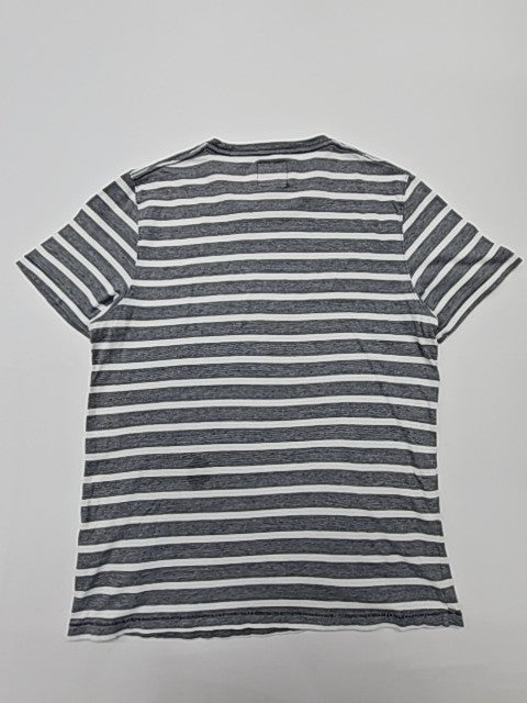 Abercrombie & Fitch Men's Black T-Shirt – Size M, Logo, Striped