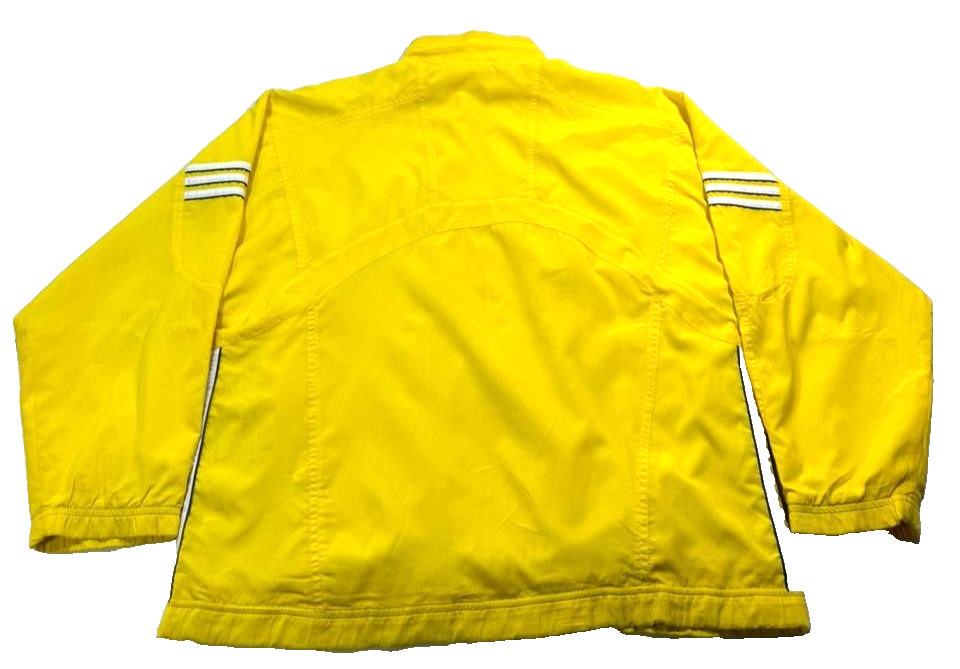 Vintage Yellow Polyester Adidas Track Jacket With A Full Zip Closure - Size S