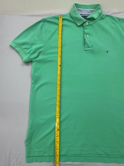 Tommy Hilfiger Men's Green Polo Shirt Size L 100% Cotton Short Sleeve