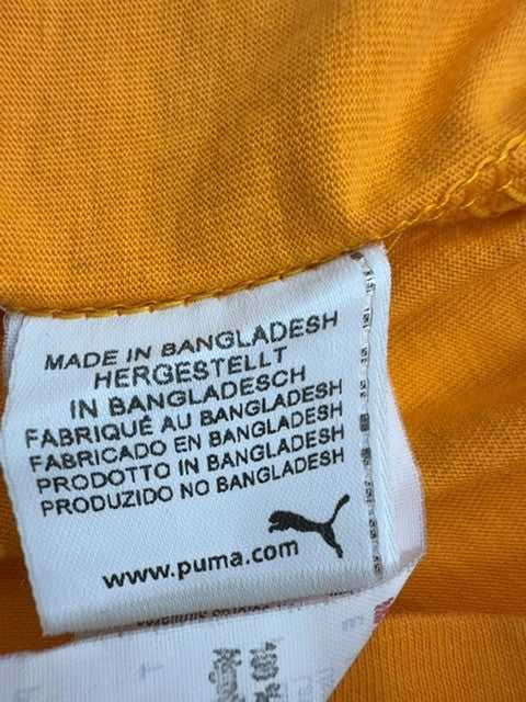 Puma Men Orange Logo Crew Neck T-Shirt Size XXL Regular Fit Cotton Jersey