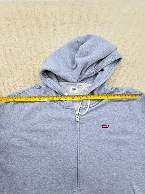 Levi's Unisex L Grey Full Zip Fleece Hoodie Relaxed Fit
