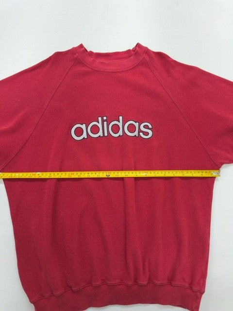 Adidas Unisex Kids Red Raglan Sweatshirt Size M Logo Graphic Pullover