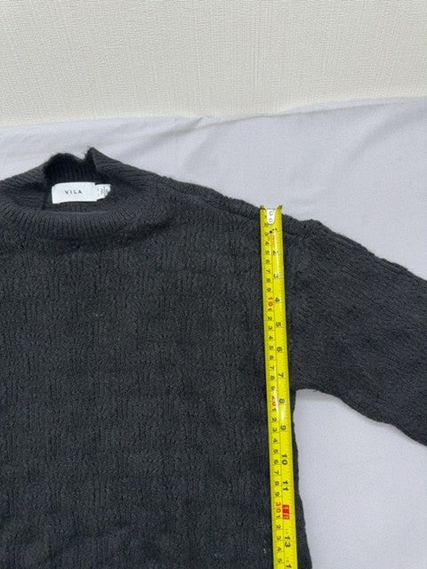 Vila Women's Black Mock Neck Balloon Sleeve Sweater XS