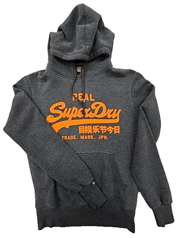 Superdry Men's Grey Marl Vintage Logo Hoodie Small Slim Fit