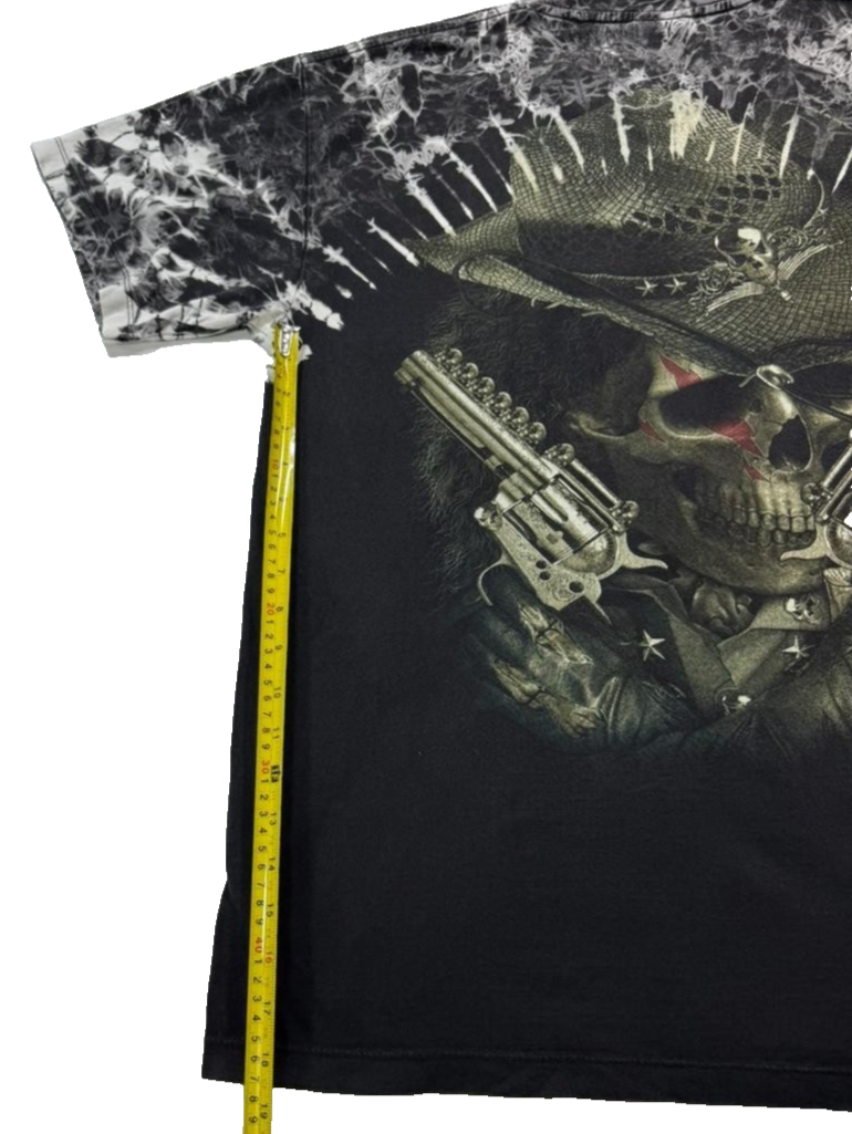 Survivors Vintage Skull Cowboy Guns Rocker T-Shirt Edgy Men's Short Sleeve L