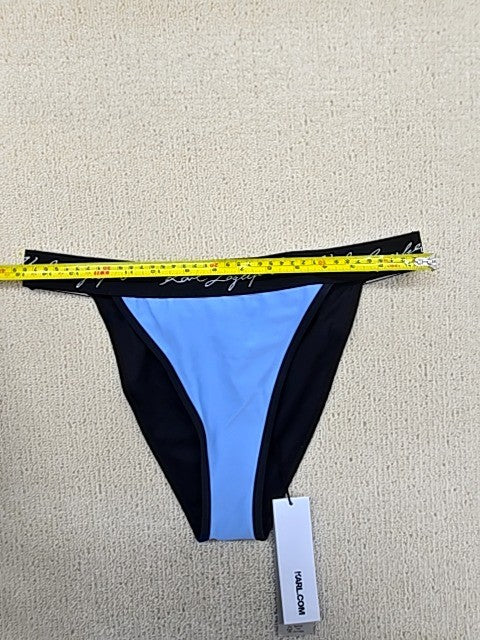 Karl Lagerfeld Women's Blue L String-Tie Swim Bottom Logo Solid