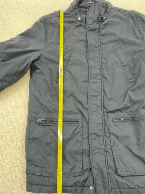 Tommy Hilfiger Denim Men's Grey Jacket L Red Flag Zipper Stand Up