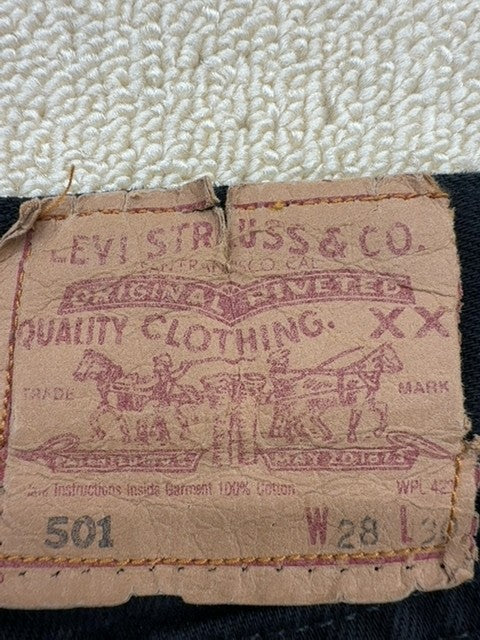 Levi's 501 Original Fit Black Vintage Jeans Men's 28 Distressed Sequin
