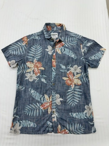 Cedar Wood State Men's Blue Floral Cotton Button-Down Shirt M