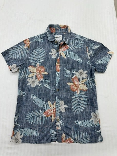 Cedar Wood State Men's Blue Shirt – Size M, Floral, Cotton