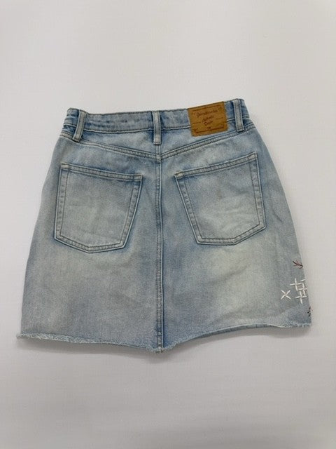 Stradivarius Women Light Blue Embroidered Denim Shorts Size 36 Regular New