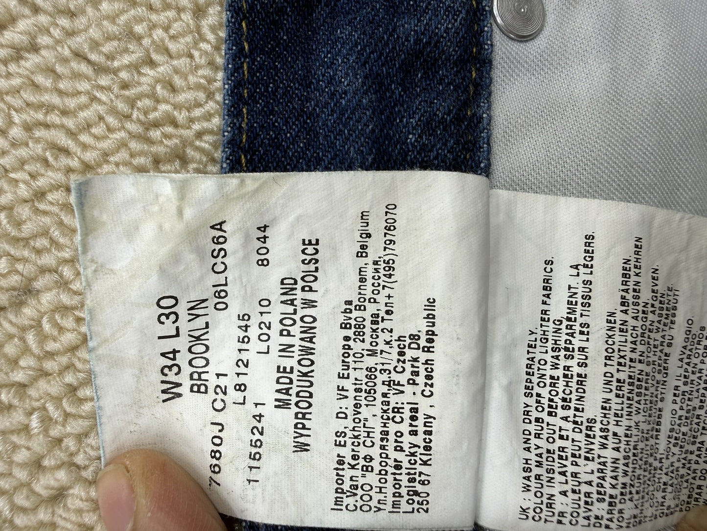 Lee Men's Blue Straight Jeans W34 L30 5Pocket Zip Fly Gold Stitch