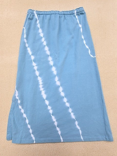 Splendid Blue Tie-Dye Midi Skirt XL Side Slits Drawstring