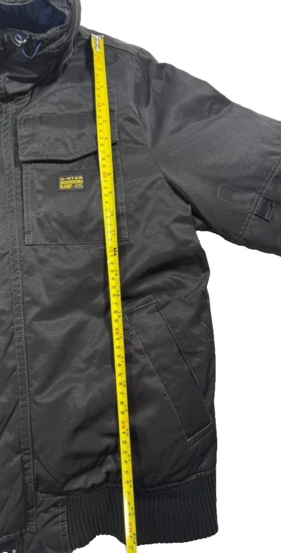 G-Star Raw Men's Hooded Bomber Jacket Black Large Padded Winter Coat Size L