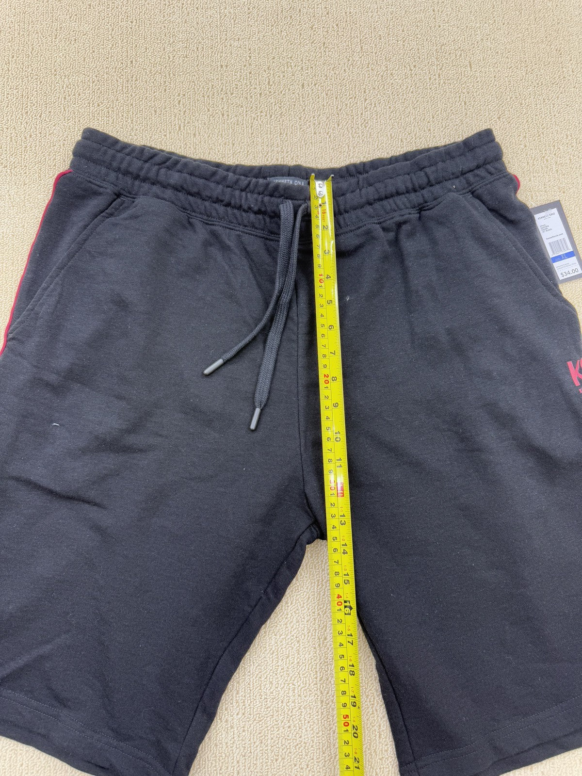 Kenneth Cole Black Fleece Jogger Shorts Men's XLT Cotton Poly Drawstring