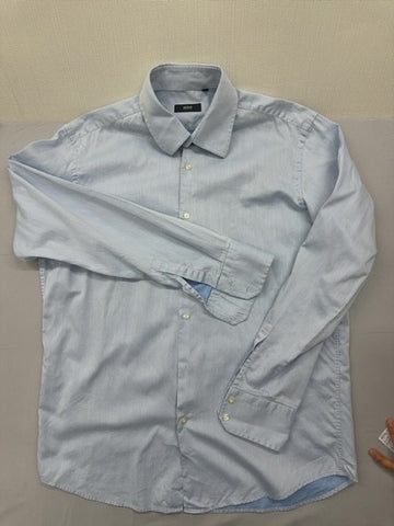 Boss Hugo Boss Light Blue Slim Fit Lrg 41x16 Herringbone Dress Shirt