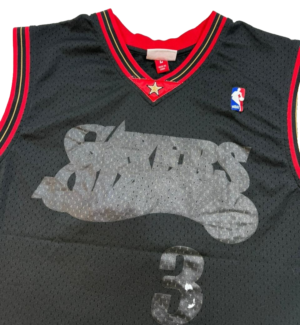 Men's Mitchell & Ness Allen Iverson Black Philadelphia Hardwood Classics Size L
