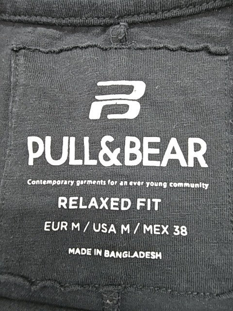 Pull&Bear Boys Black Relaxed Fit T-Shirt Size M Cotton Crew Neck