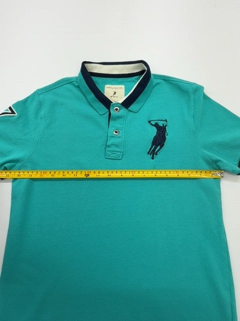 Polo Boys Teal Polo Shirt 100% Cotton Pique Knit Size M Excellent Cond