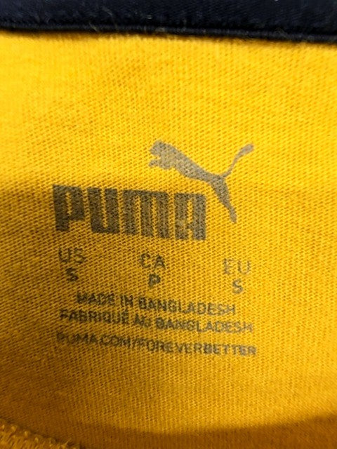Puma Men's Yellow Short Sleeve Crew Neck T-Shirt Size S Logo 58319