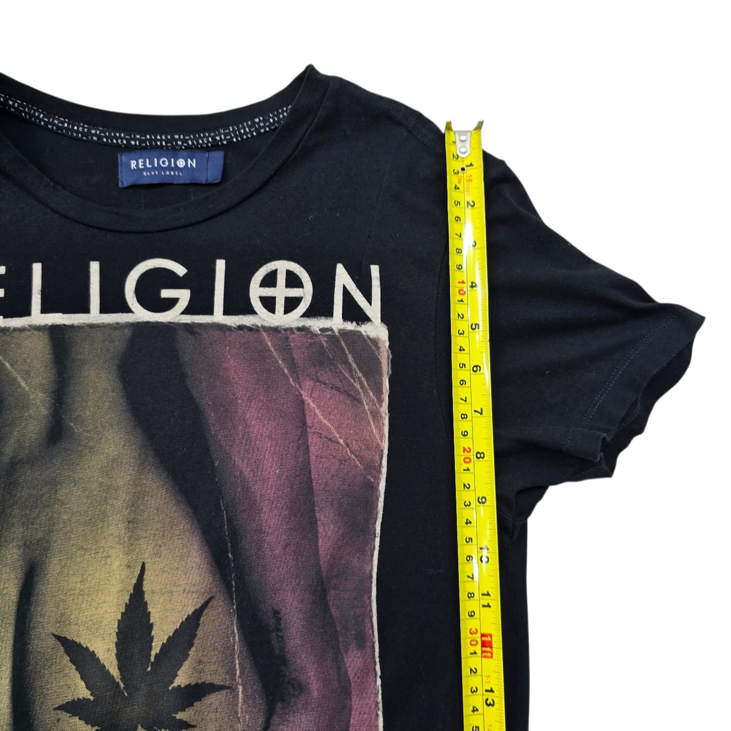 Religion Women's Black Ganja Leaf Print T-Shirt Regular Fit