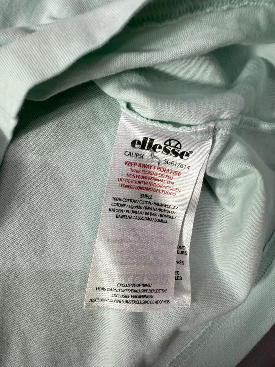 Ellesse Men's Graphic T-Shirt Light Blue Short Sleeve Logo Tee UK M