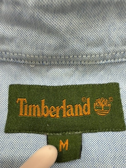 Timberland Men's Light Blue Button-Down Shirt Size M Casual 100% Cotton