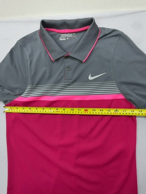 Nike Tour Performance Golf Polo Grey/Pink Stripe S Dri-FIT NWT