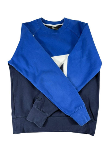 Nike Men's Crewneck Sweatshirt Blue Colorblock Long Sleeve Casual Size Small